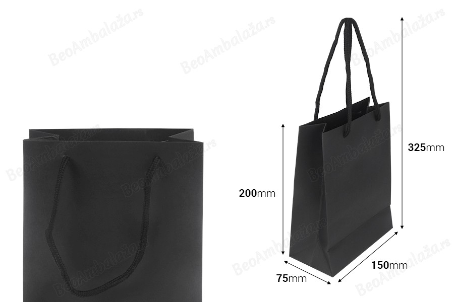 Crna papirna poklon kesa 150x75x200mm sa pamučnim kanapom - 12 kom-dimenzije_slike