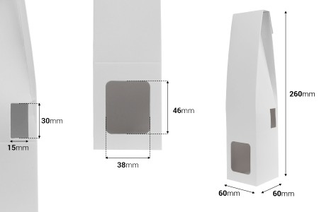 Bela papirna kutija 60x60x260 mm za bočice osveživača prostora sa mestom za štapiće - 20 kom-dimenzije_slike