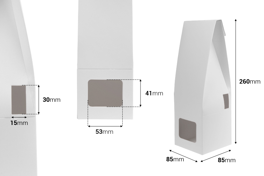 Bela papirna kutija 85x85x260 mm za bočice osveživača prostora sa mestom za štapiće - 20 kom-dimenzije_slike