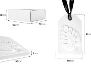 Gipsani viseći osveživač prostora u obliku lista 50x6x81mm u pojedinačnoj poklon kutiji-dimenzije_slike
