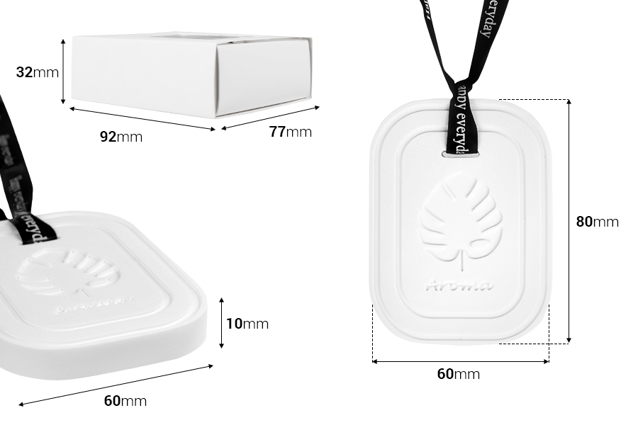 Gipsani viseći osveživač prostora u obliku lista 60x10x80mm u pojedinačnoj poklon kutiji-dimenzije_slike