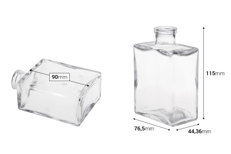Staklena četvrtasta flaša 200mL-dimenzije_slike