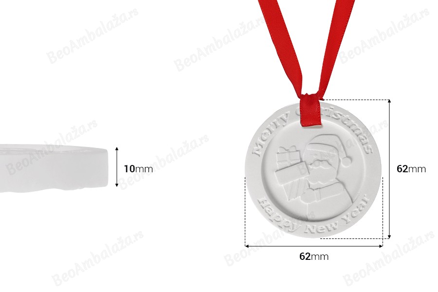 Gipsani viseći osveživač prostora u raznim Božićnim dizajnima 62x10 mm sa trakom (sa mirisom)-dimenzije_slike