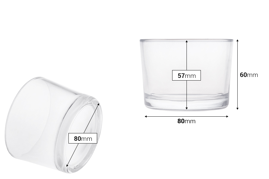 Staklena cilindrična posuda 190 mL (80x60 mm) Staklena cilindrična posuda 190 mL (80x60 mm)