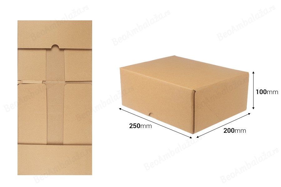 Kartonska kutija za pakovanje 250x200x100 mm od troslojnog kartona, samosklapajuća - 10 kom-dimenzije_slike
