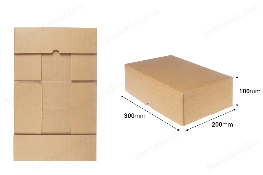 Kartonska kutija za pakovanje 300x200x100 mm od troslojnog kartona, samosklapajuća - 10 kom-dimenzije_slike