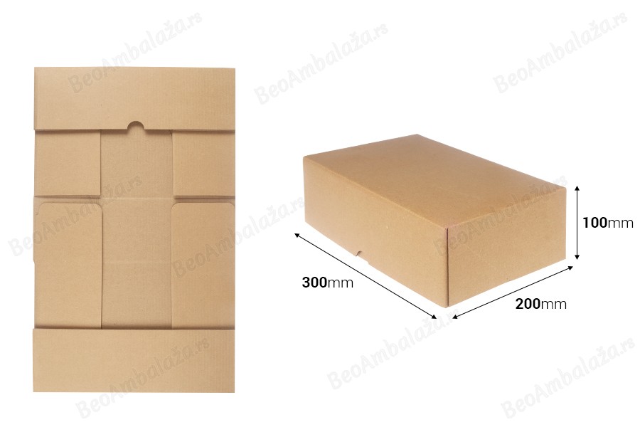 Kartonska kutija za pakovanje 300x200x100 mm od troslojnog kartona, samosklapajuća - 10 kom-dimenzije_slike