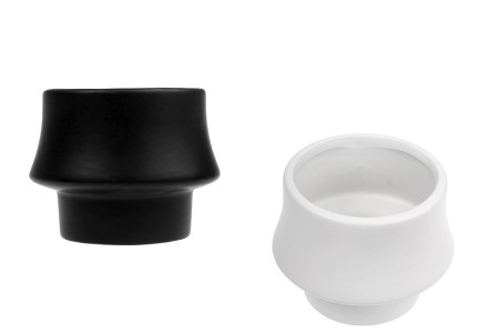 Keramička posuda 105x80 mm za sveću ili saksija za cveće, u crnoj ili beloj boji-1