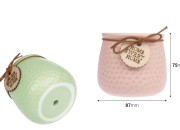 Keramička posuda 87x75 mm za sveću ili saksija za cveće, u roze ili rezedo boji Keramička posuda 87x75 mm za sveću ili saksija za cveće, u roze ili rezedo boji