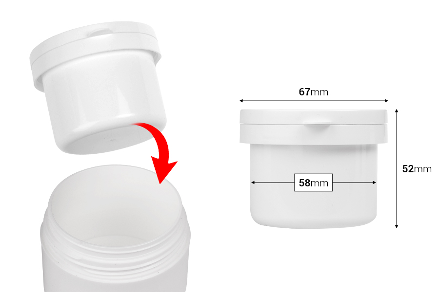 Zamenska unutrašnja bela teglica 100mL sa belim zatvaračem za šifru 19-3293-dimenzije_slike