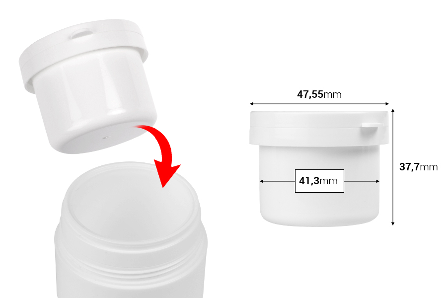 Zamenska unutrašnja bela teglica 30mL sa belim zatvaračem za šifru 19-3290-dimenzije_slike