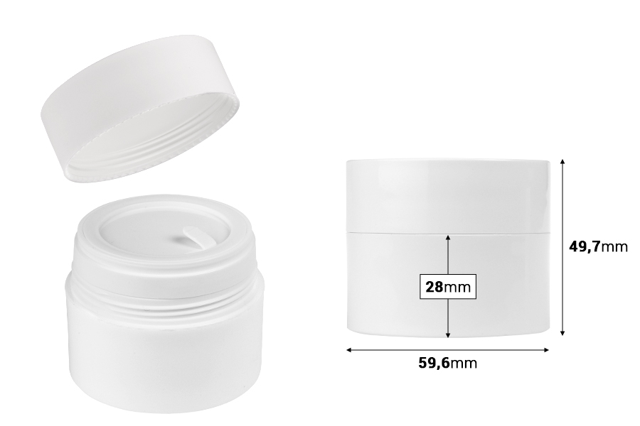 Plastična dopunjiva teglica 50mL sa zatvaračem i plastičnim međupoklopcem-dimenzije_slike