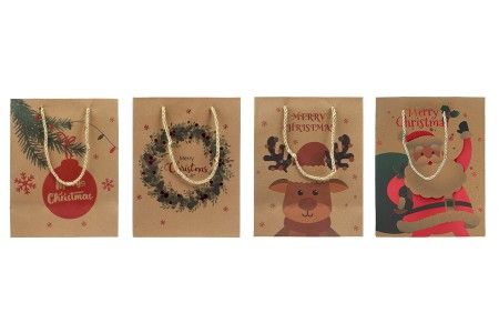 Božićne papirne poklon kese, dimenzija 180x100x230 mm sa ručkom - 12 kom raznih motiva-grupa_slika