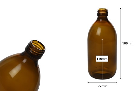 Staklena braon flašica 500mL, za parfeme i ulja-dimenzije_slike