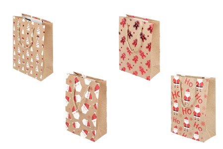 Božićna papirna kesa, 180x85x240 mm, poklon kesa sa ručkom, božićna poklon kesa, maloprodajna božićna kesa, kraft papir-slika_proizvoda
