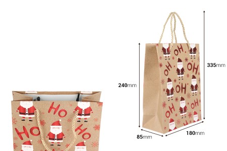 Božićna papirna kesa, 180x85x240 mm, poklon kesa sa ručkom, božićna poklon kesa, maloprodajna božićna kesa, kraft papir-dimenzije_slike