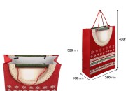 Božićna papirna poklon-kesa (260x100x320 mm) sa ručkom od kanapa i detaljima od pliša – asortiman od 12 dezena-dimenzije_slike