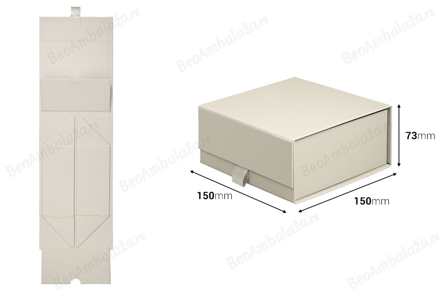 Siva papirna kutija sa magnetnim zatvaranjem, 150x73x150 mm-dimenzije_slike