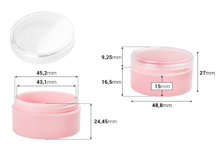 Akrilna roze kutijica 30mL, sa providnim zatvaračem - 12 kom-dimenzije_slike