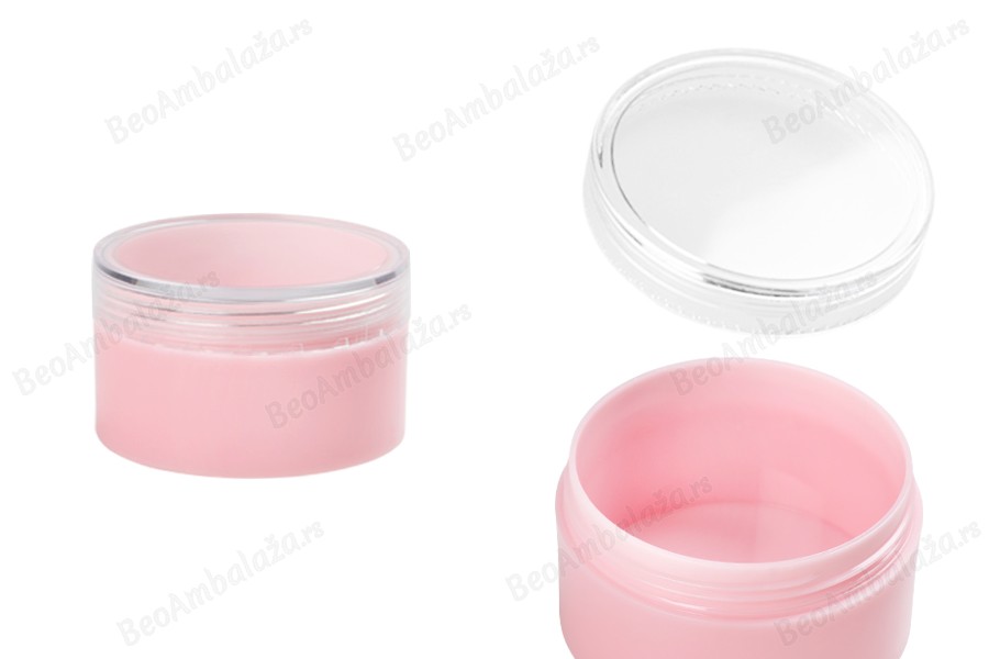 Akrilna roze kutijica 50mL, sa providnim zatvaračem - 12 kom-slika_proizvoda