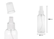 Providna PET flašica 100mL za lagane masne supstance sa sprejom i zatvaračem  - 12 kom-dimenzije_slike