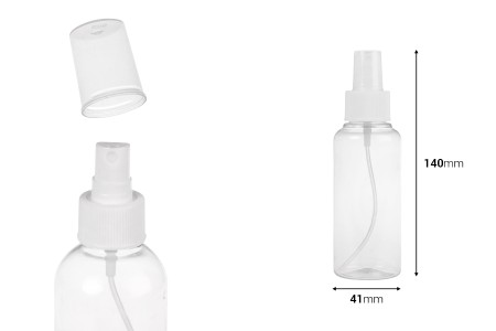 Providna PET flašica 100mL za lagane masne supstance sa sprejom i zatvaračem  - 12 kom-dimenzije_slike