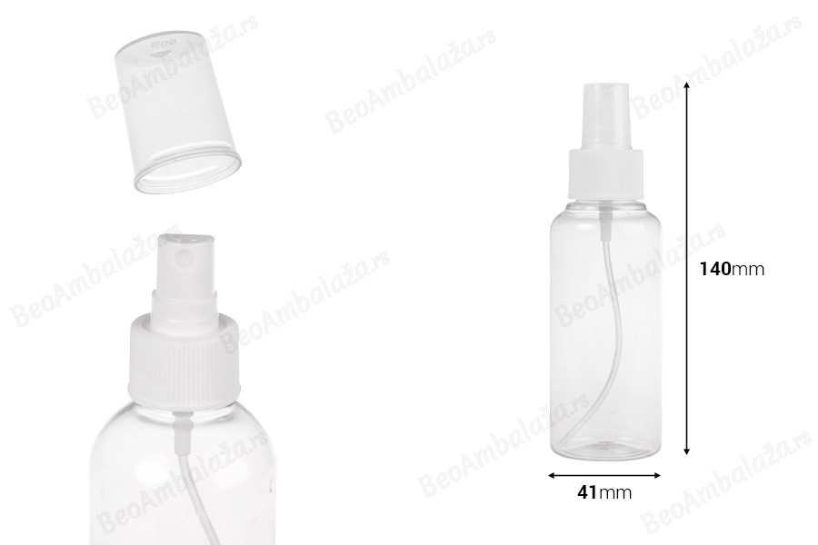 Providna PET flašica 100mL za lagane masne supstance sa sprejom i zatvaračem  - 12 kom-dimenzije_slike