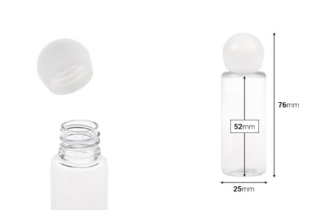 Plastična šampon boca 20mL sa okruglim zatvaračem - 50kom-dimenzije_slike