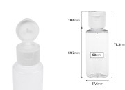 Plastična bočica za šampon 30 mL sa flip top zatvaračem - 12 kom Plastična bočica za šampon 30 mL sa flip top zatvaračem - 12 kom-dimenzije_slike