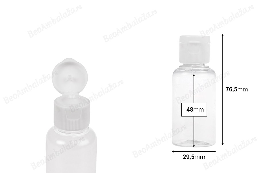 Plastična bočica od 35mL sa flip top zatvaračem - 12 kom-dimenzije_slike