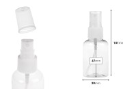 Providna PET flašica 50mL za lagane masne supstance sa sprejom i zatvaračem  - 12 kom-dimenzije_slike