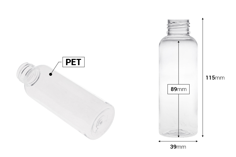 Plastična PET cilindrična boca 100mL, PP24/410 - 12 kom-dimenzije_slike