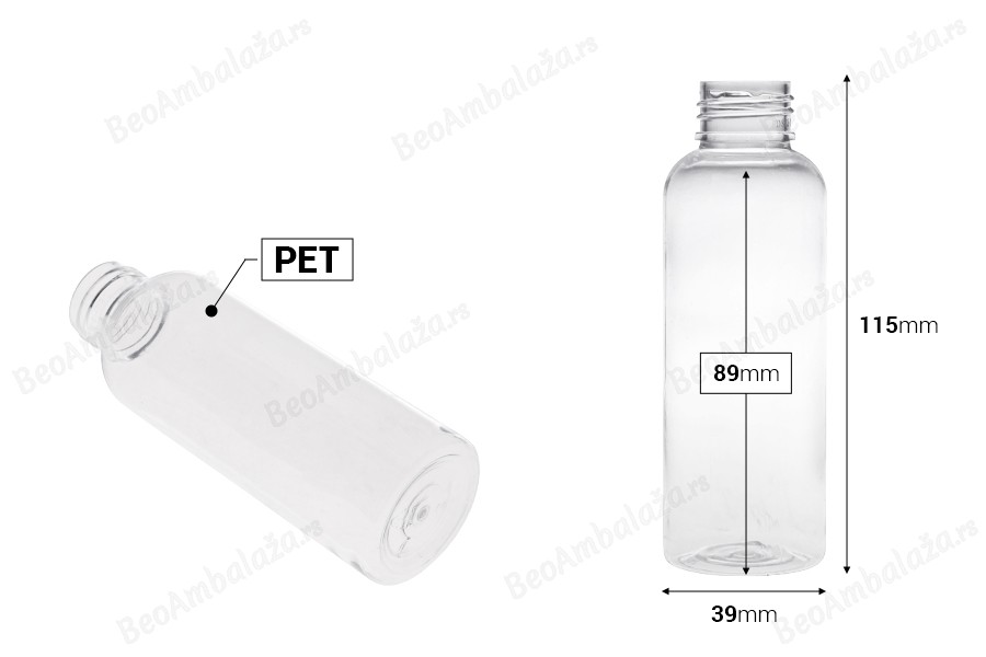 Plastična PET cilindrična boca 100mL, PP24/410 - 12 kom-dimenzije_slike