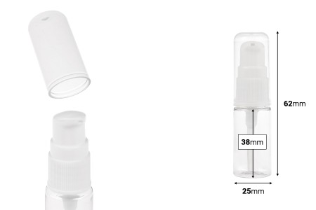 PET flašica 10mL za kreme sa pumpicom i providnim zatvaračem - 12 kom-dimenzije_slike