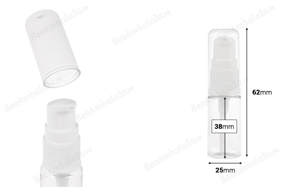 PET flašica 10mL za kreme sa pumpicom i providnim zatvaračem - 12 kom-dimenzije_slike