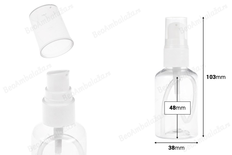 Plastična flašica (PET) od 50 ml sa pumpicom - 12 kom-dimenzije_slike