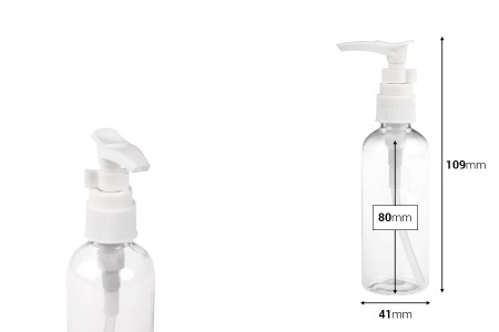 Plastična PET Flašica 100mL sa pumpicom za šampon - 12 kom-dimenzije_slike