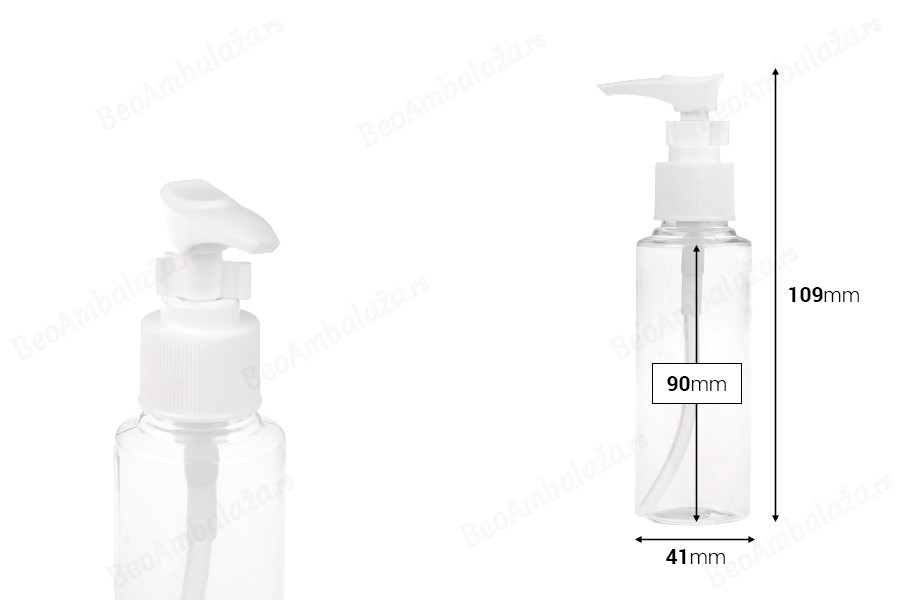 Plastična PET Flašica 100mL sa pumpicom - 12 kom-dimenzije_slike