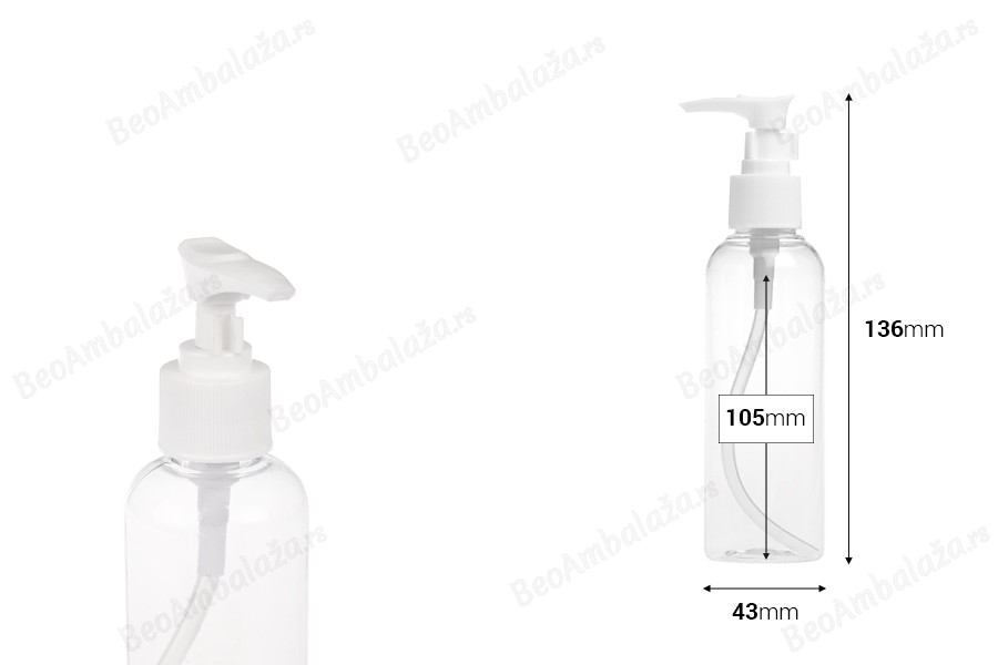 Plastična PET Flašica 150mL sa pumpicom - 12 kom-dimenzije_slike