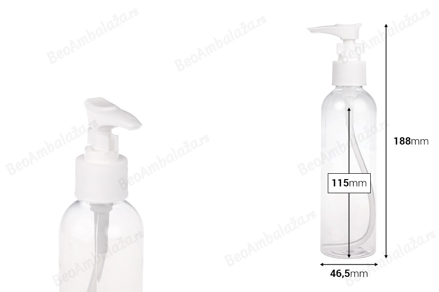 Plastična PET Flašica 200mL sa pumpicom - 12 kom-dimenzije_slike