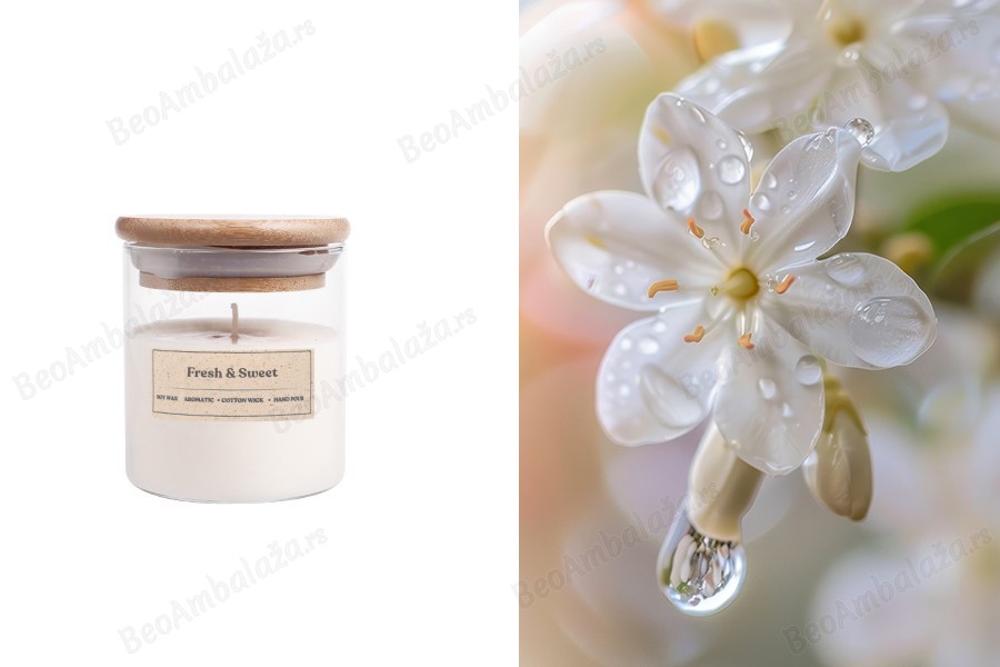 Fresh & Sweet - Aromatična sveća od sojinog voska sa pamučnim fitiljem (110gr)-slika_proizvoda