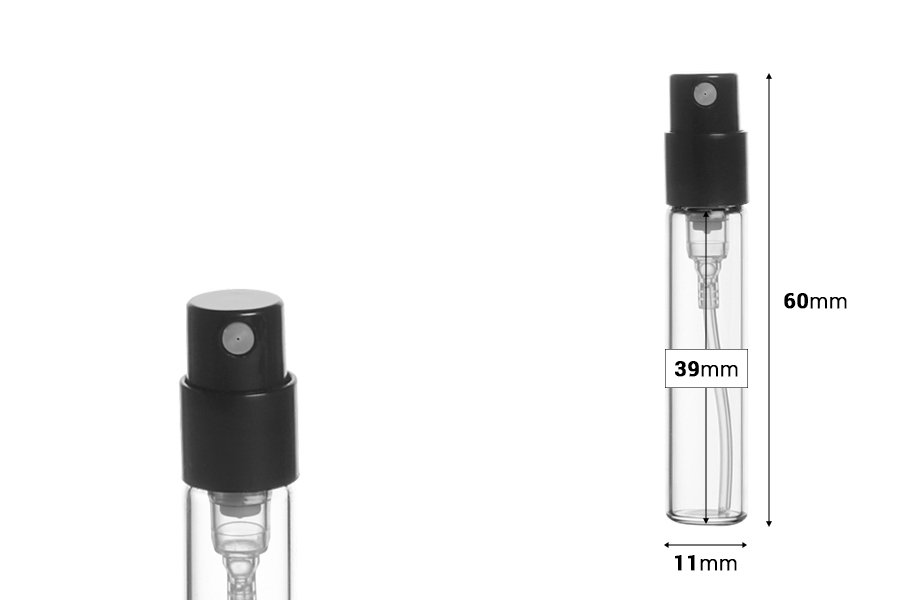 Staklena tester bočica za parfeme 2,5mL, sa sprejom - 100 kom-dimenzije_slike