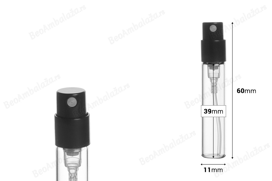 Staklena tester bočica za parfeme 2,5mL, sa sprejom - 100 kom-dimenzije_slike