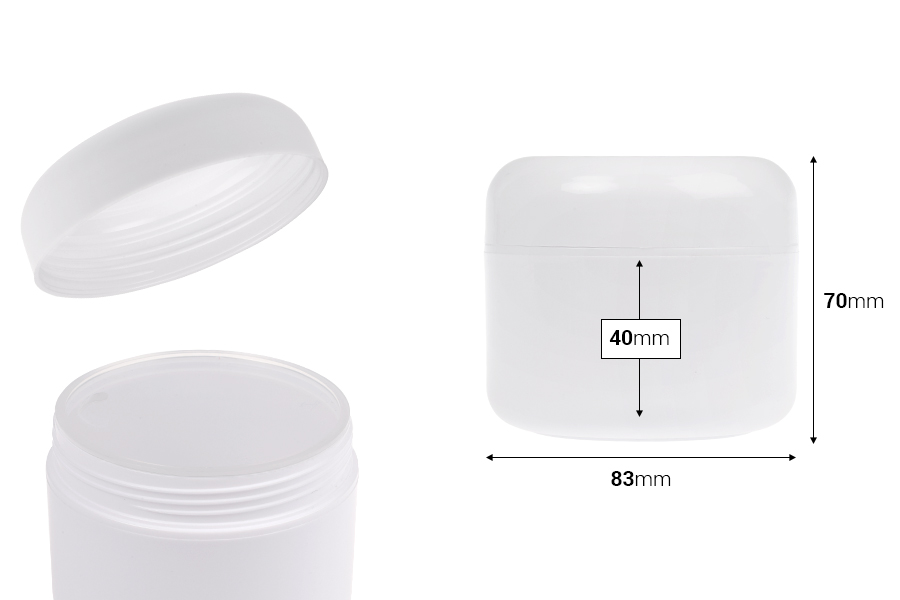 Bela plastična kutija sa duplim dnom, 200mL sa zatvaračem i međupoklopcem - 12 kom