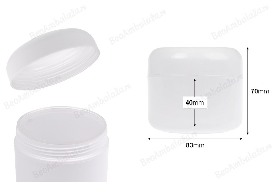 Bela plastična kutija sa duplim dnom, 200mL sa zatvaračem i međupoklopcem - 12 kom-dimenzije_slike