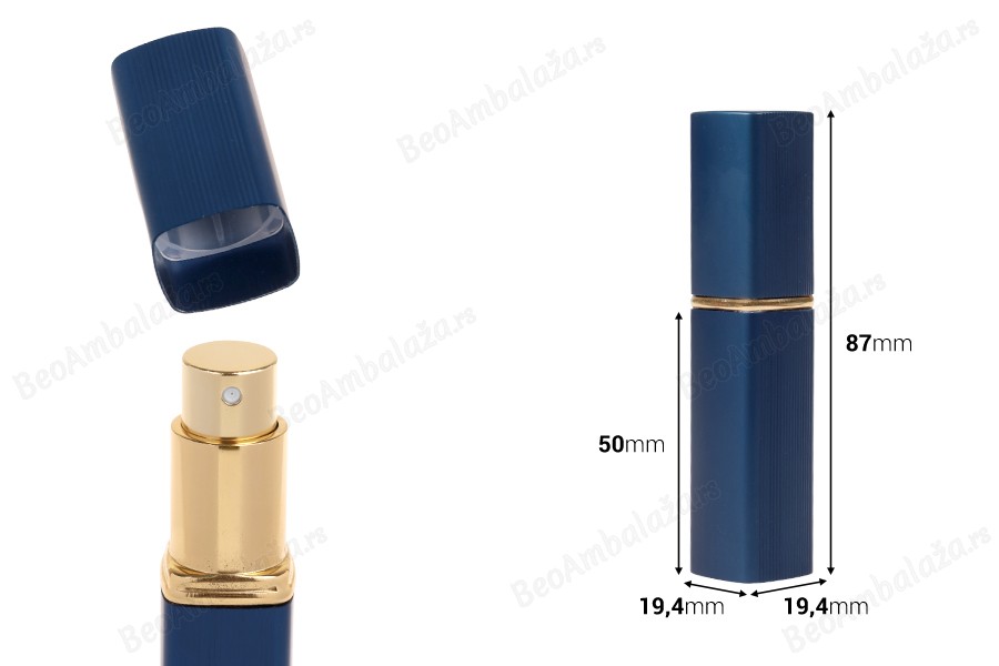 Staklena bočica za parfem sa sprejom od 10 ml u aluminijumskoj kutiji u raznim bojama-dimenzije_slike
