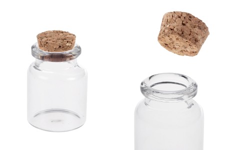 Staklena flašica sa plutanim čepom za poklončiće 15mL, 30x45 mm - 12 kom-1