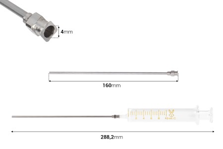 Stakleni špric 10mL sa metalnom iglom-dimenzije_slike