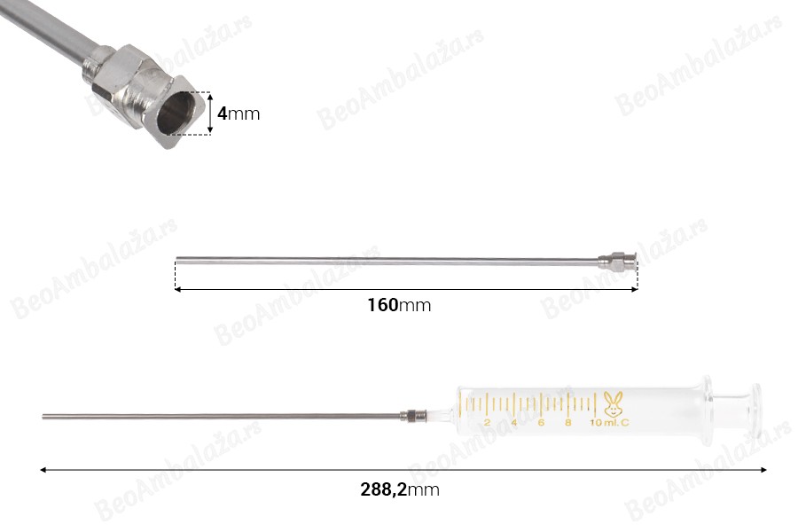 Stakleni špric 10mL sa metalnom iglom-dimenzije_slike