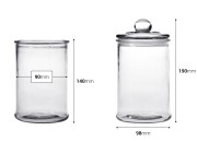 Staklena okrugla tegla 700mL, sa staklenim poklopcem i hermetičkim zatvaranjem-dimenzije_slike